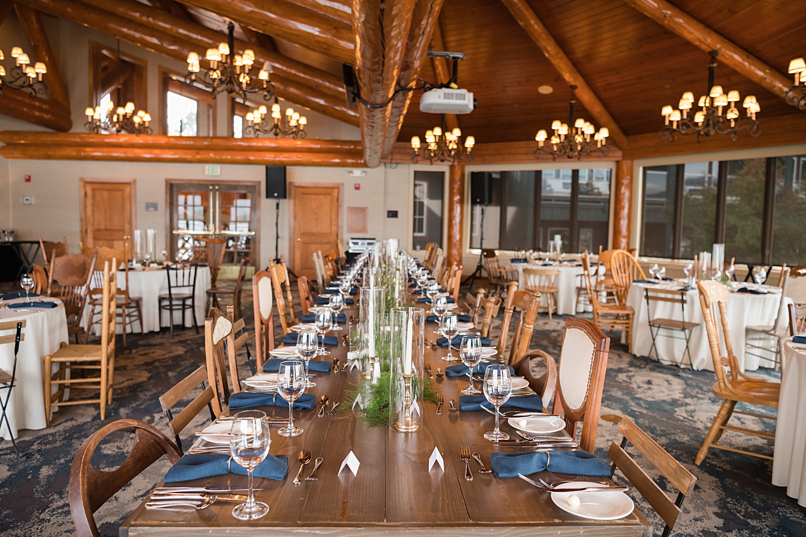 Shore Lodge wedding reception table with place settings