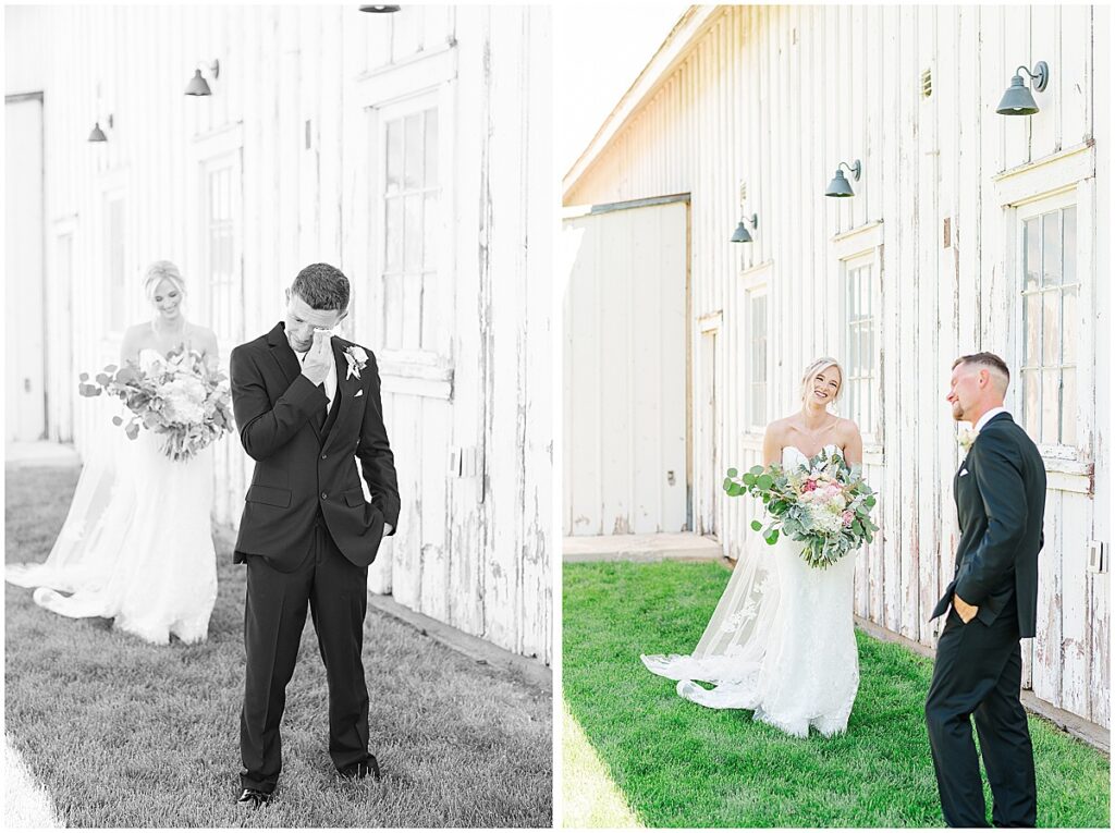 first look portraits at the white barn wedding venue