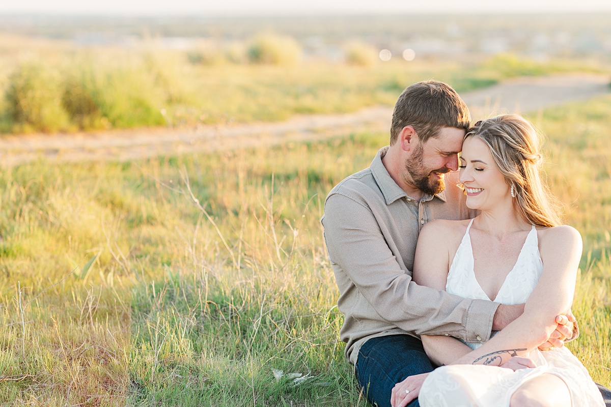 an engagement session in the boise foothills at sunset