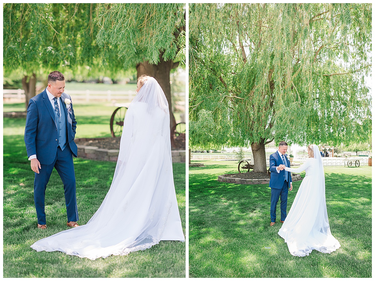 willow grove wedding first look portraits