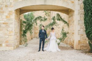 bride and groom portraits at sunstone winery wedding venue