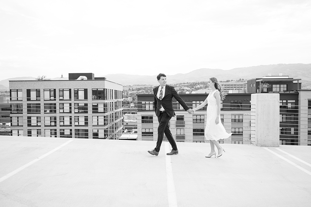 a downtown boise rooftop engagement session